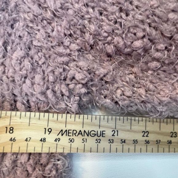 Woven Heart Pink Cozy Cardigan Faux Angora Knit Open Front Pockets Size Large - Picture 7 of 9